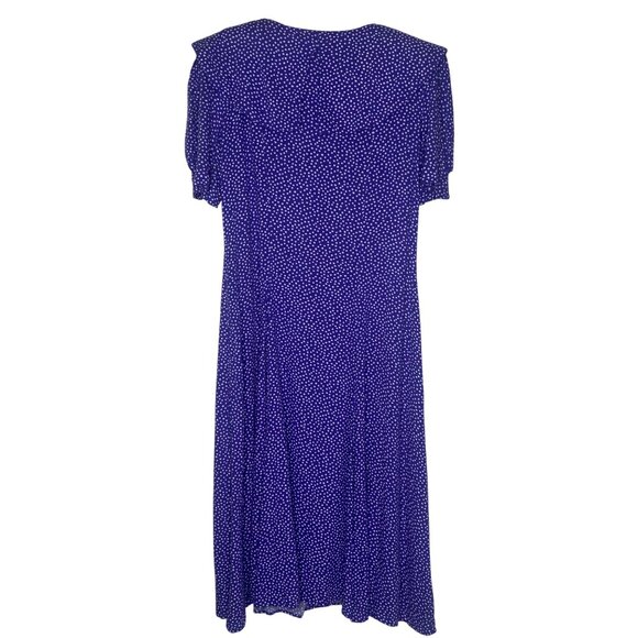 Vintage Ellen Ashley Midi Dress Womens Size 12 Purple Button Front Sailer Collar - Picture 4 of 11